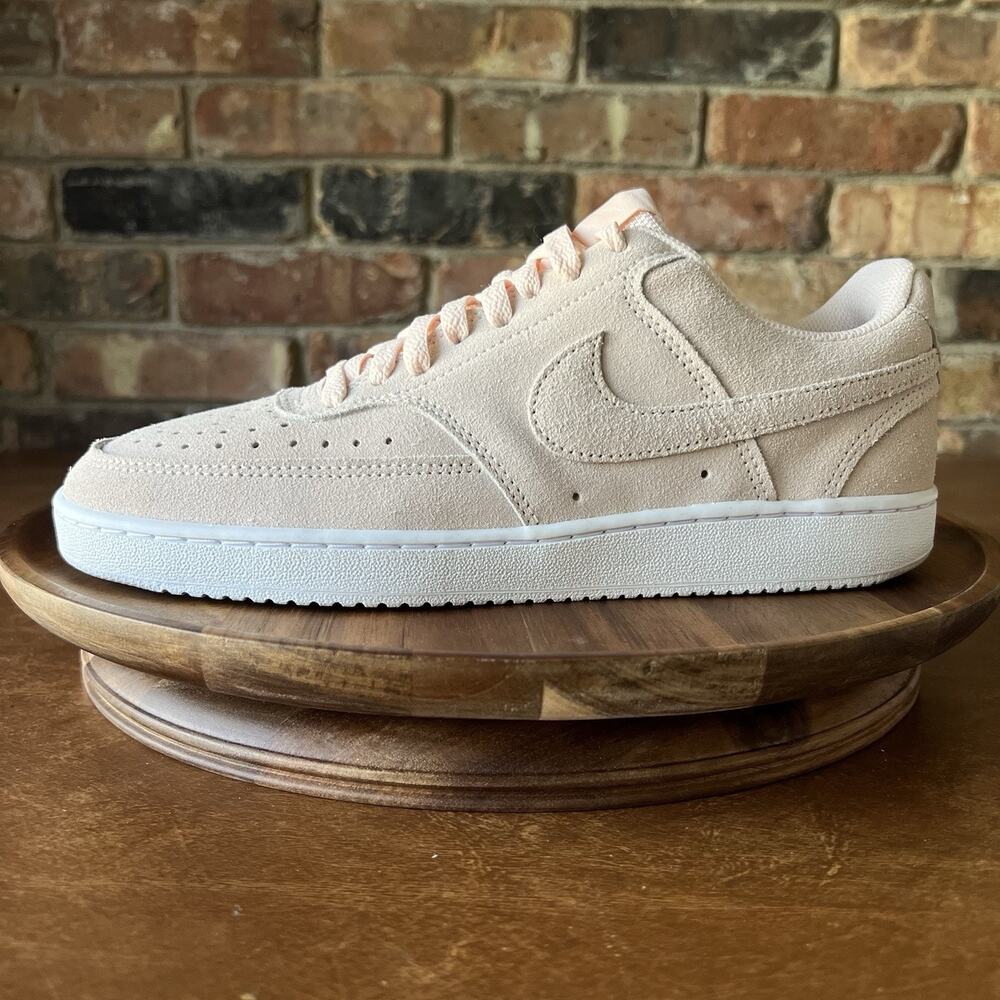 Nike Court Vision Low Orange Pearl White Suede Shoes Sneakers Women's Size 9.5